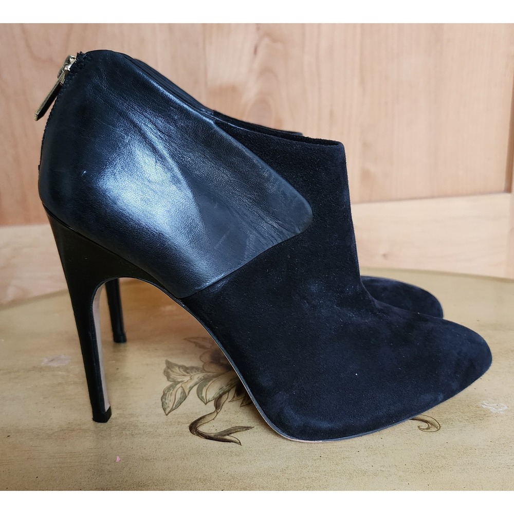 Sam Edelman US 8.5 Black Suede Leather Stiletto Ankle Booties‎ Pointed Toe